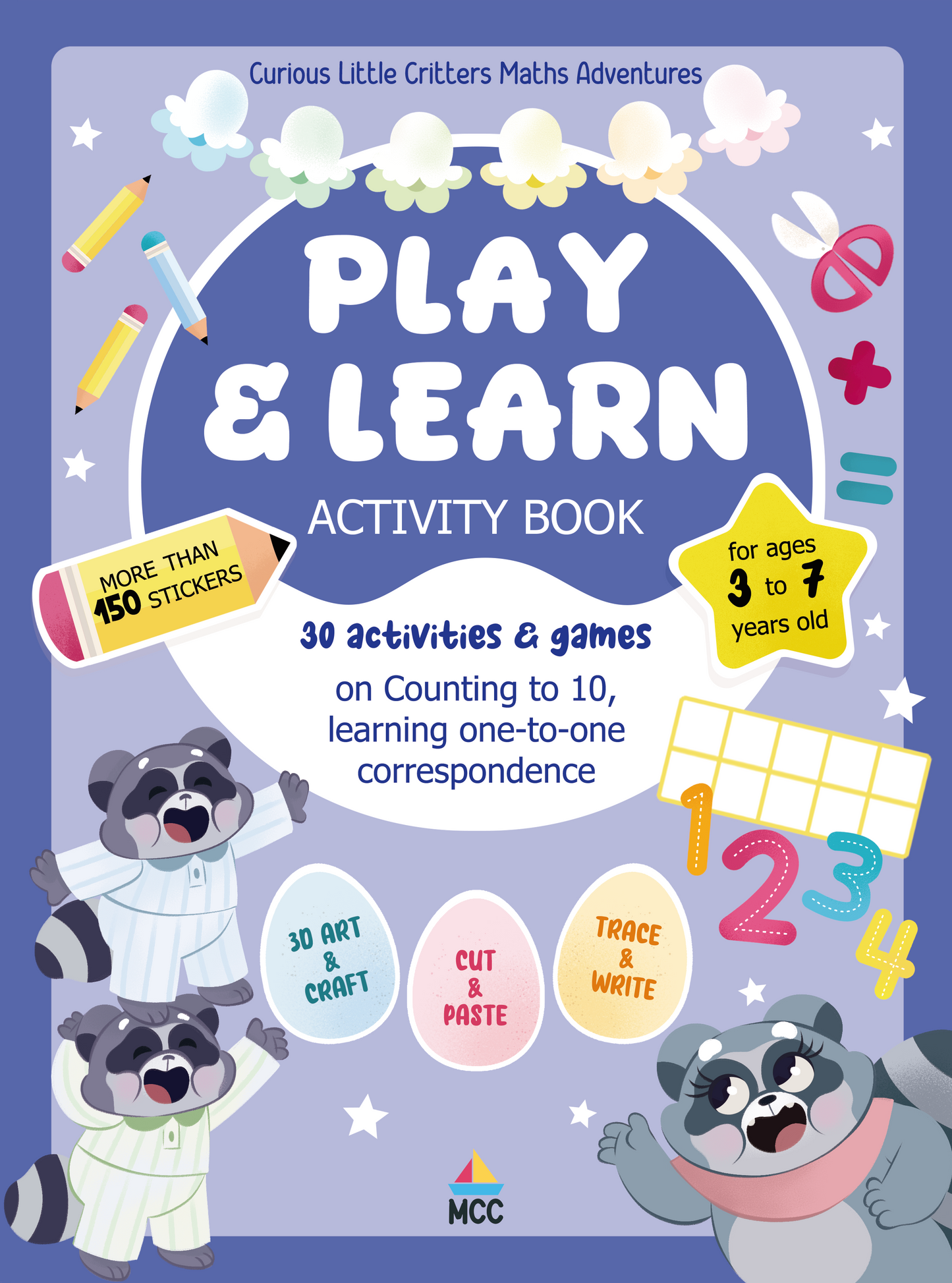 Counting to 10, One-to-one correspondence - Play & Learn Activity Book (3-7yo)
